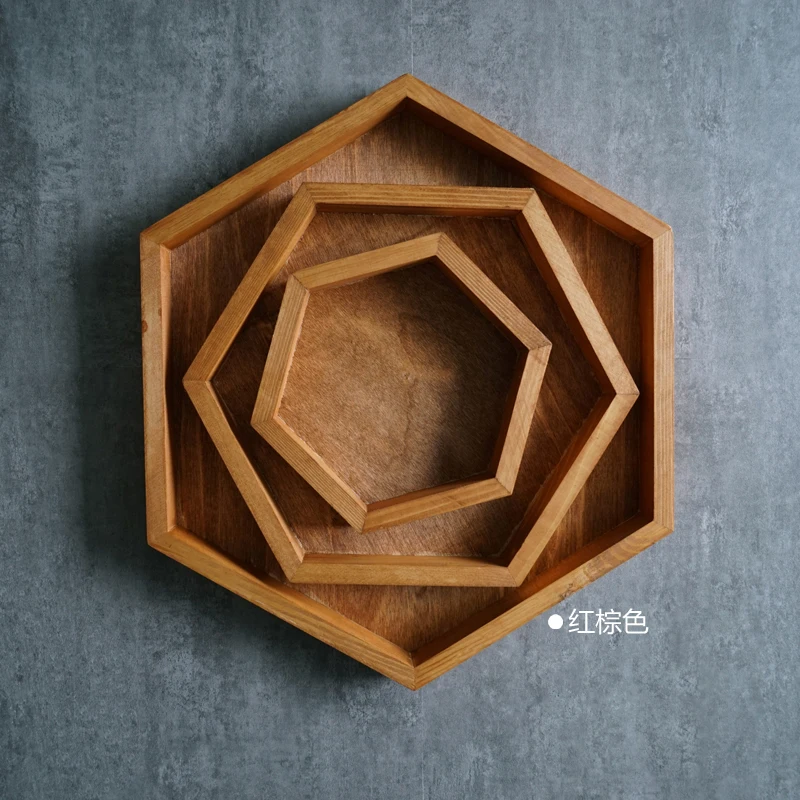 Деревянный шестиугольный поднос для еды лесное хозяйство свадебное украшение