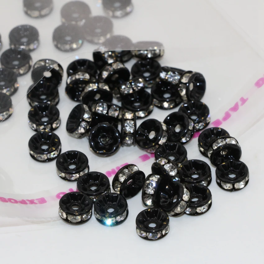 Бусины-разделители стразы черные с кристаллами 30 шт. | Украшения и аксессуары