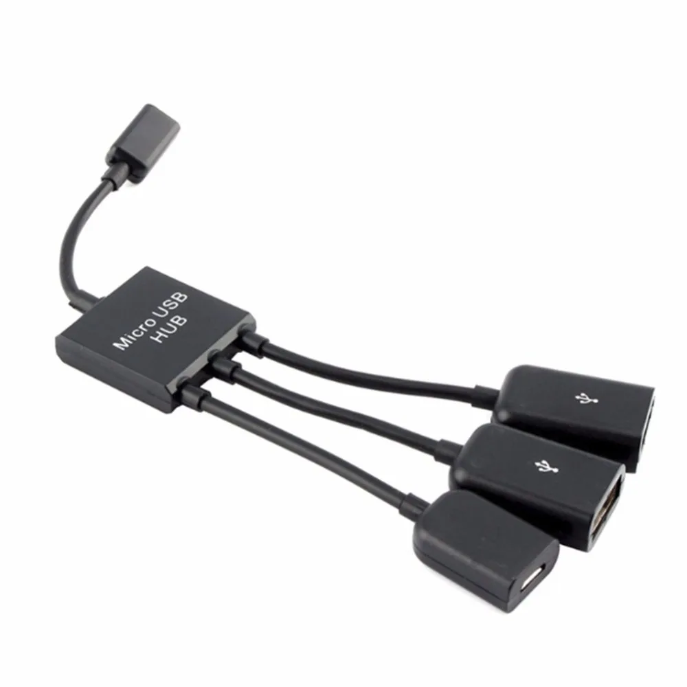 OTG USB концентратор разъем сплиттер 3в1 Micro зарядка питания кабель для смартфона