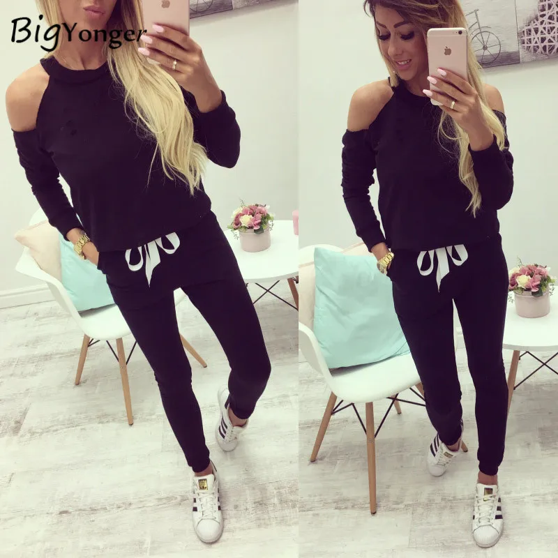 Из двух частей set top и брюки Шнурок женщин спортивный костюм 2 шт Геометрическая