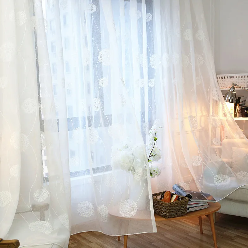 Новые белые тюлевые шторы с вышивкой свежие вуали занавески в виде птичьего