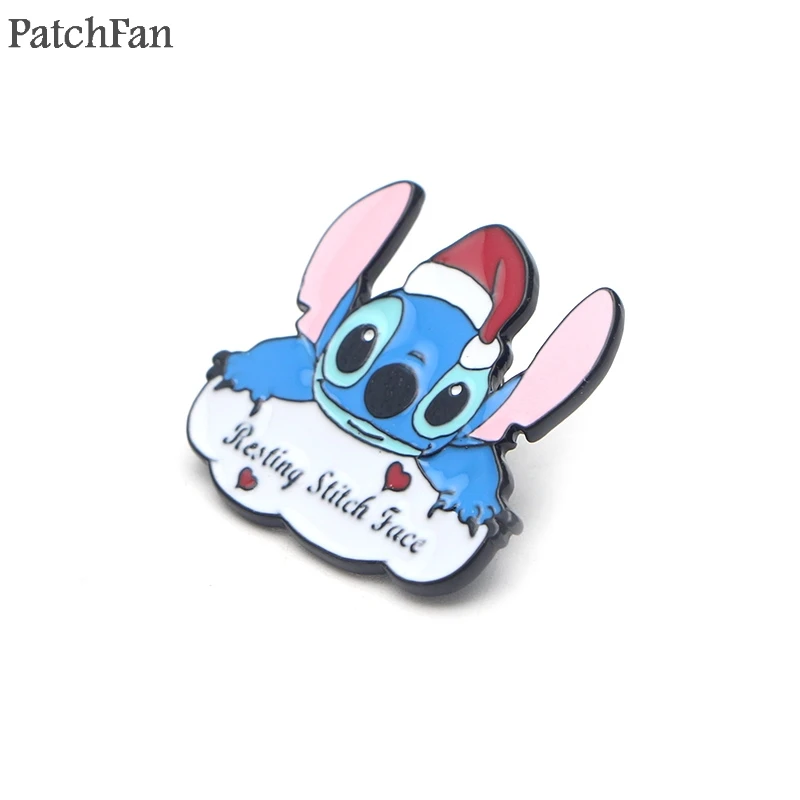Patchfan ститч цинк галстук мультфильм забавные булавки броши для рюкзака, одежды для мужчин женщин шляпа декоративные значки медали A1654