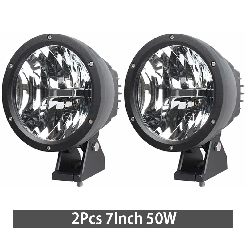 7inch 50W XuanBa 2 шт. 4D 7/9 дюймов 50 Вт круглый светодиодный рабочий светильник 12 В Led дальнего света Противотуманные фары для 4x4 внедорожных седельный тягач 24 внедорожник 4WD ATV головной светильник s - Цвет: 7inch 50W