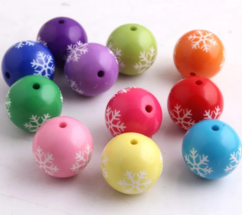 random mix color Kwoi Vita 100 шт./лот красочные 20 мм Коренастый Акриловые Твердые бусины со снежинкой для пузырь цепочки и ожерелья ювелирные изделия - Цвет: random mix color