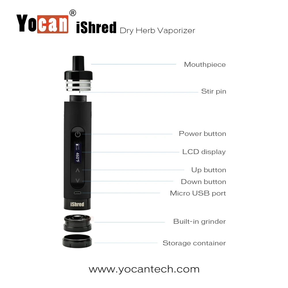 3 шт./лот Yocan ishred сухой травы испаритель электронные cigaerette комплект с ЖК-дисплей