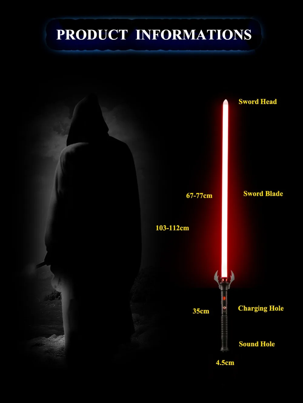 LGT-QLR светодиодный световой меч Force FX со звуком и светом, металлический рукоять, RGB Wars меч игрушка для детей