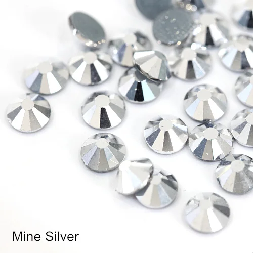 Mine Silver 41 цвет 5 размеров высокое качество кристалл AB Горячая фиксация стразы стекло страз железо на белом горячей фиксации Стразы для DIY одежды B0890 - Цвет: Mine Silver