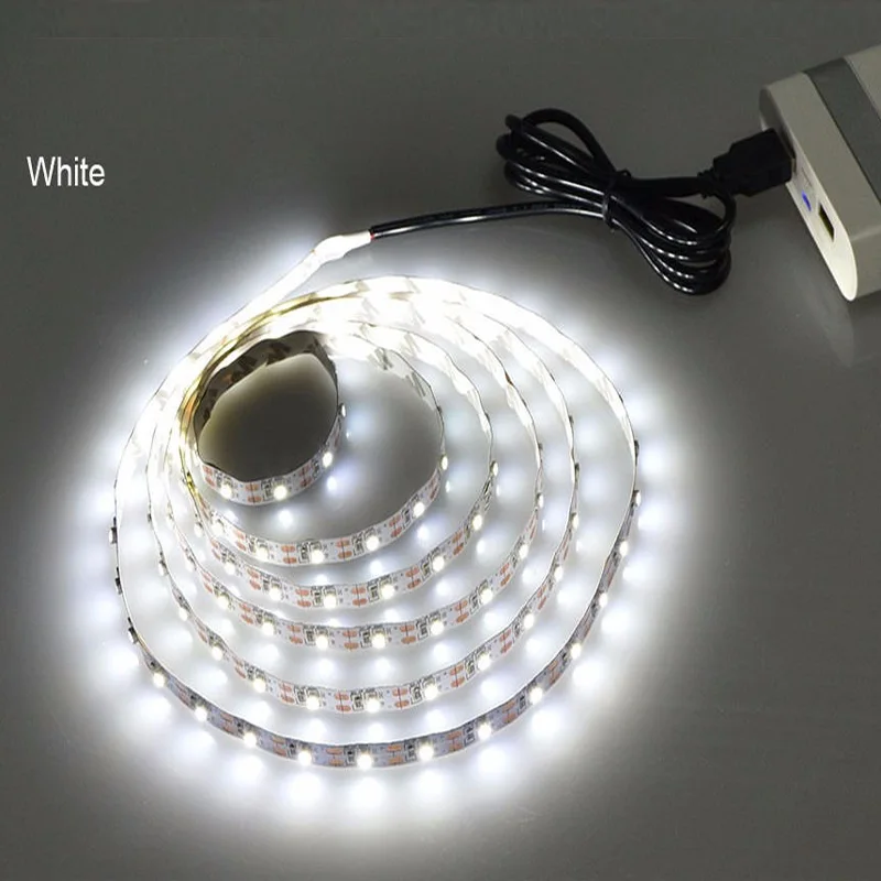 White USB Светодиодная лента лампа 2835SMD DC5V гибкий светодиодный светильник лента 1 м 2 м 3 м 4 м 5 М HD ТВ Настольный экран подсветка косой светильник ing - Испускаемый цвет: White