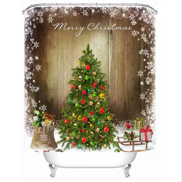 

Christmas tree personality 3D digital printing waterproof mildew shower curtain