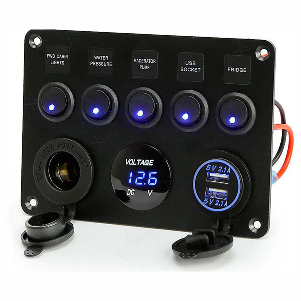 5 Gang 12V 24V Inline предохранителей светодиодный автомобильный клавишный выключатель