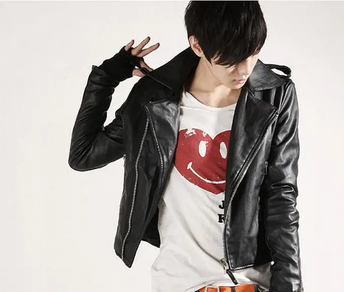 Черная мотоциклетная мужская куртка из искусственной кожи и пальто новинка зимы