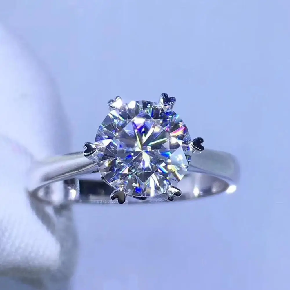 Серебряное кольцо Moissanite 1ct D VVS роскошное свадебное кольцо Moissanite для женщин