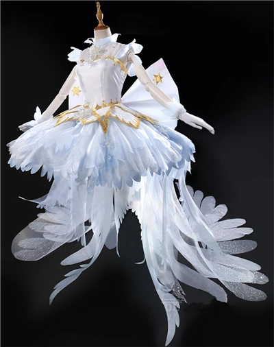 Карнавальный костюм для косплея с прозрачными карточками из кристаллов SAKURA Angel, женские летние платья, костюмы Sakura - Цвет: costume