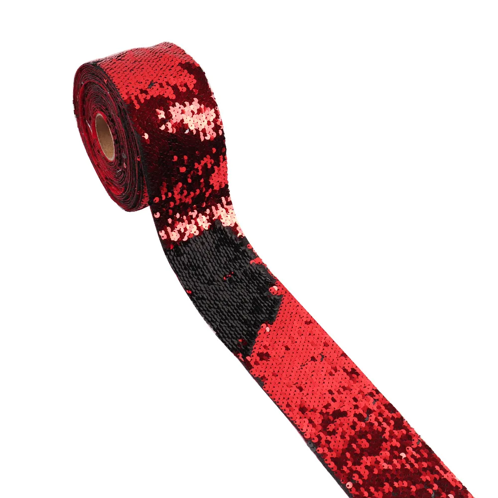 red x black Xugar 3 ''75 мм 2y Двусторонняя лента с блестками для рукоделия, самодельные банты для волос, домашний текстиль, одежда для шитья, материалы для рукоделия, товары для рукоделия - Цвет: red x black
