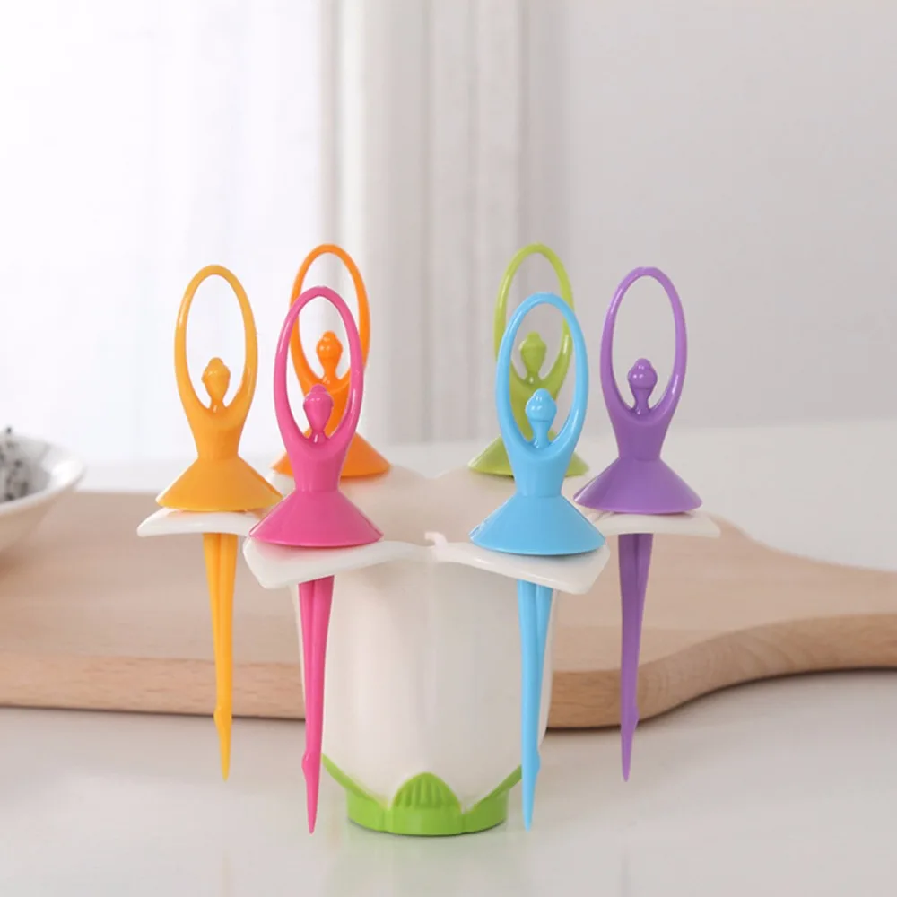 Креативные палочки пластиковые набор вилок для фруктов десертные декор балет