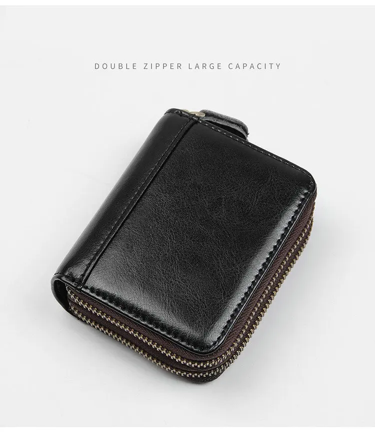 Black card holder Кошелек GENODERN на молнии для кредитных карт для женщин RFID кредитный держатель для карт протектор для ID карт кожаный кошелек - Цвет: Black card holder