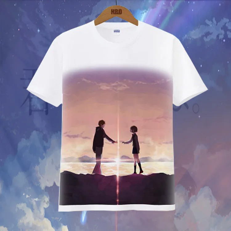Kimi no Na wa футболка с вашим именем новые японские аниме футболки белая принтом для