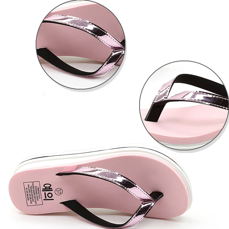 Шлепанцы женские на танкетке повседневные Нескользящие пляжные сандалии