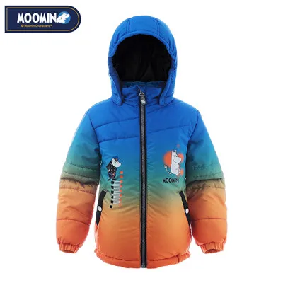 blue Moomin/зимнее пальто для мальчиков; Новинка года; полиэфирное теплое пальто с капюшоном и высоким воротником; цвет синий; abrigos; ; хлопковый наполнитель - Цвет: blue