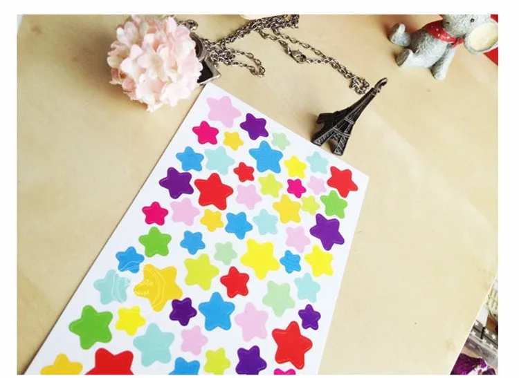 6 шт./лот DIY Фотоальбом украшения accessorries конфеты цвет DIY Фотоальбом наклейка Сердце Звезда округлость красочные наклейки