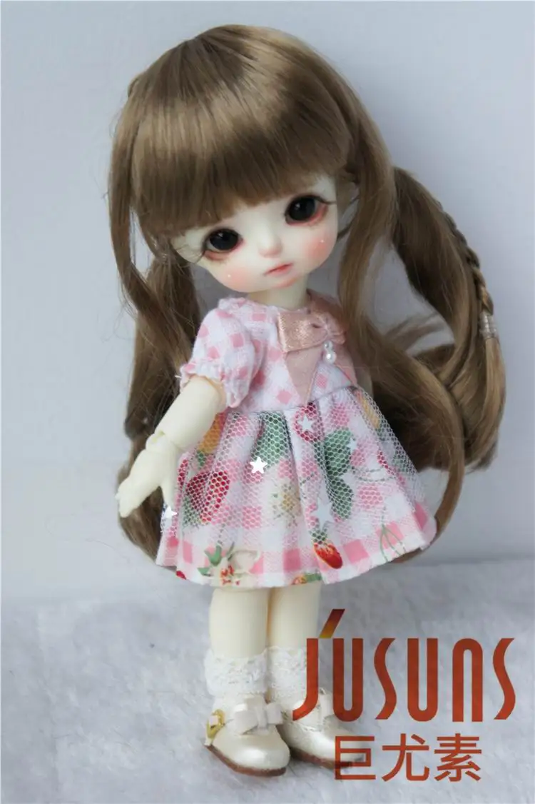 5-6inch Brown SM351 JD337 1/8 1/6 красивый синтетический мохер BJD кукольные парики Размер 5-6 дюймов 6-7 дюймов кукла длинный пони коса парик модные кукольные аксессуары - Цвет: 5-6inch Brown SM351