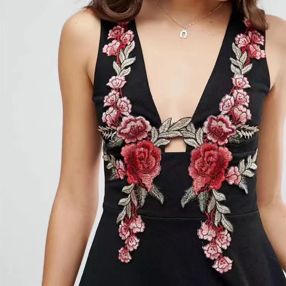 

water soluble Flower Patch Clothing Accessories Red Flowers Embroidery Applique Decoration Accessories clothes Patches