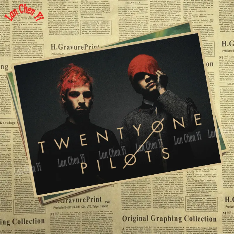 Фиолетовый Twenty One Pilots самая популярная Альтернативная рок-группа крафт-бумага плакат настенный стикер домашний декор - Цвет: Фиолетовый