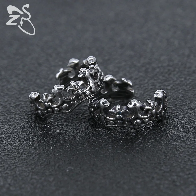 ZS Панк Корона Клипсы Серьги для мужчин и женщин ювелирные изделия из нержавеющей
