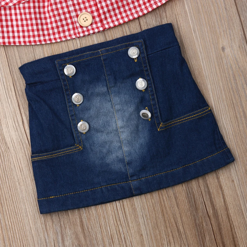 Летние комплекты одежды для маленьких девочек От 1 до 6 лет клетчатые топы с