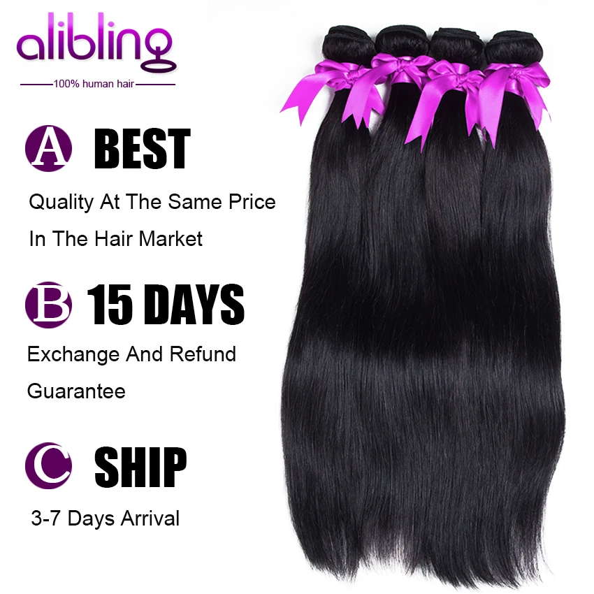 5 Пучки 7А Класс Индийский Девы Волосы Прямые Человеческих Волос Weave Роза Али Bling