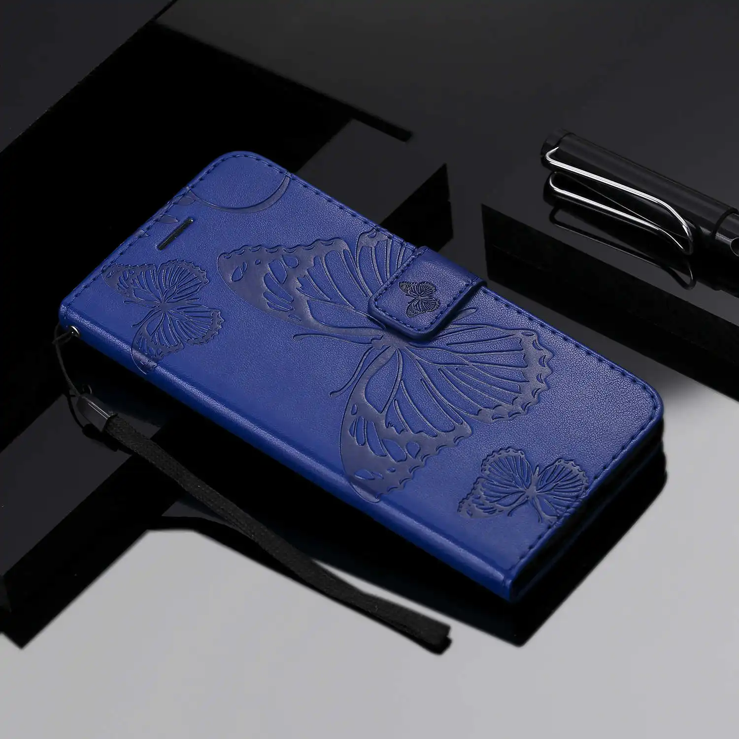 Blue Кожаный чехол-книжка с бумажником для Samsung Galaxy J1 J2 pro J3 J4 Core J5 J6 плюс J7 prime J8 чехол - Цвет: Blue