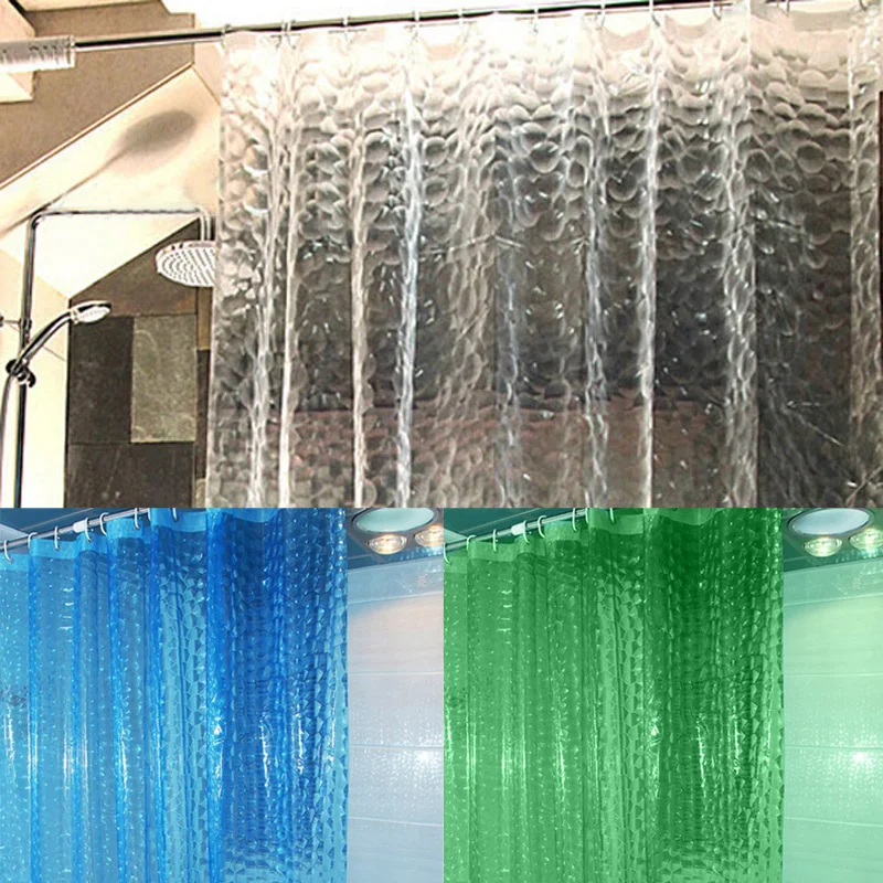 

Shower Curtain EVA Translucent 3D Thickened 1.8/2M Shower Curtains Bathroom Curtain Moldproof Waterproof Bathroom Curtain
