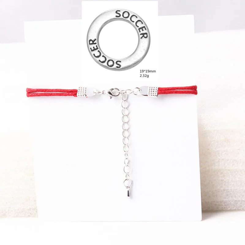 Soccer Charm Bracelet Sport Wish Card for Player Adjustable Cord Gift For Lover | Украшения и аксессуары