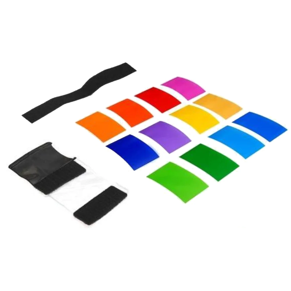 Gosear 12 PCS Transparent Color Gel Filter Light Film Sheet Filter Holder 12 Color for Studio Set-top Box Flashlight 1.8 x 3inch images - 6