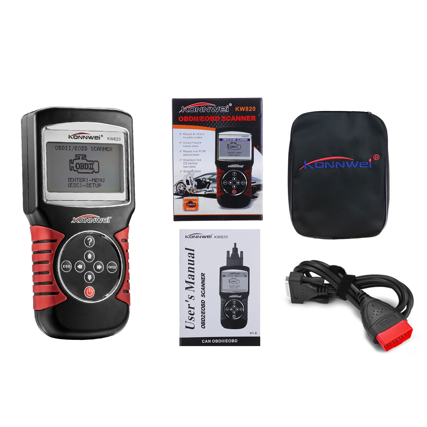 KONNWEI KW820 многоязычный OBD2 сканер Авто диагностический инструмент OBD 2 PK AD310 NT301 обновление бесплатно на ПК лучше, чем ELM327