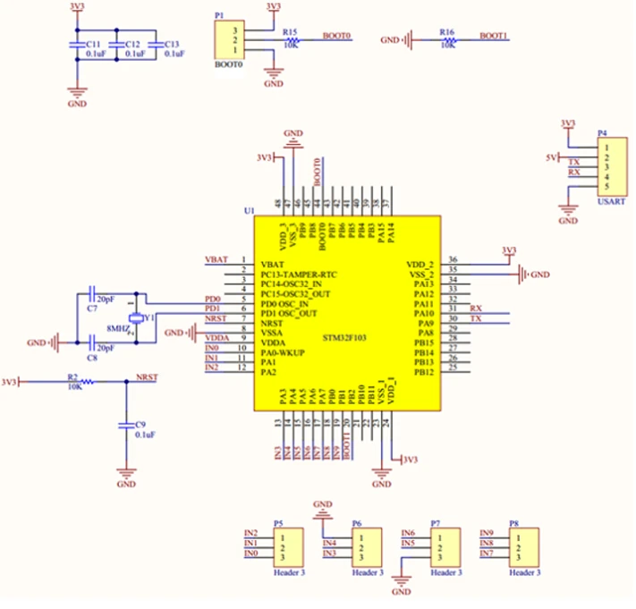 STM32F103C8T6 USB интерфейс 10 каналов 12 бит AD выборки сбора данных STM32 коммуникационная плата интерфейса UART ADC модуль