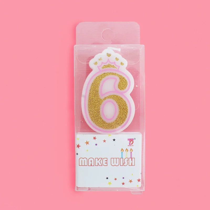 Crown Candles PK 6 1 шт., креативные розовые/синие свечи с короной для дня рождения и вечеринки, свечи с цифрами 0-9 для взрослых девочек и мальчиков, свечи для торта, кекса, Топпер, вечерние принадлежности - Цвет: Crown Candles PK 6
