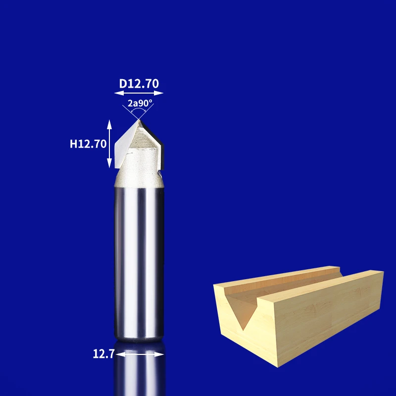 1PCS-Freeshipping CNC карбида вольфрама с покрытием Алюминий нитрид Титан, фреза по дереву, деревообрабатывающие фрезы, дерево, инструмент, 3D dc-двигатель, напряжение 90 градусов гравировка - Длина режущей кромки: 12.7mm x 12.7mm