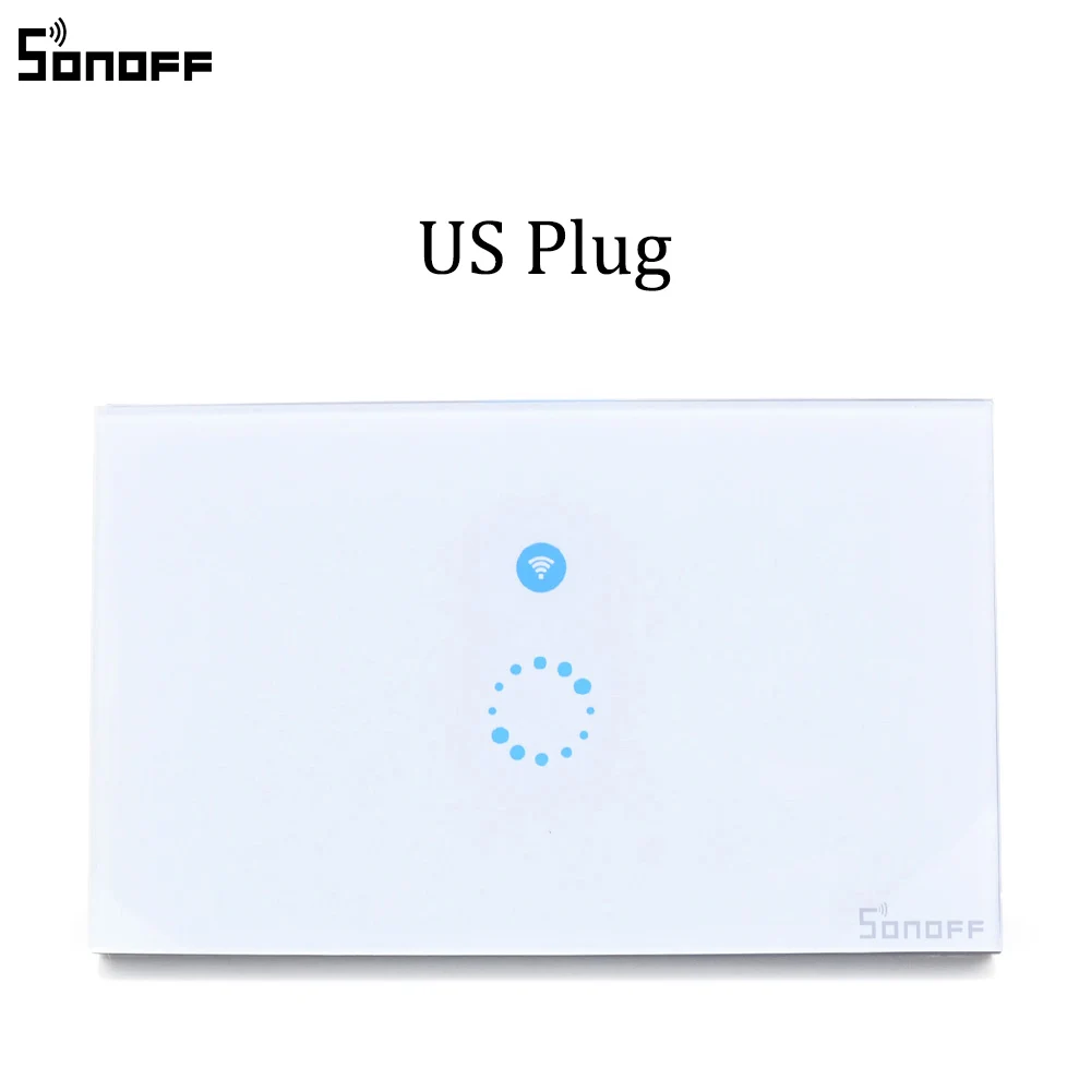 Sonoff сенсорный настенный Wi-Fi светильник с вилкой US EU, стеклянная панель, сенсорный светодиодный светильник, s переключатель для умного дома, беспроводной пульт дистанционного управления - Цвет: US Plug