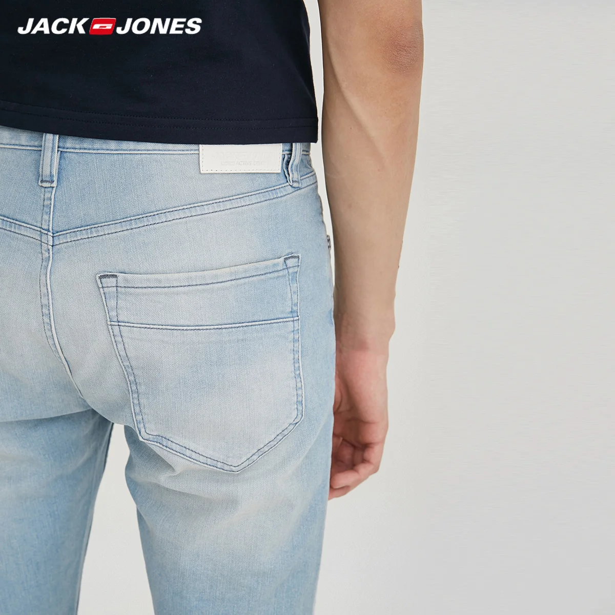 Jack Jones брендовые Новые повседневные узкие брюки с эффектом усов темные джинсовые