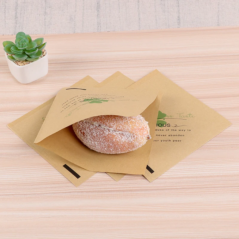 Brown Clover 100 шт 15x15 см маслостойкий крафт-бумажный пакет, сэндвич-пончики, мешки для хлеба, еды, тригонометрический клевер, газета, подсластитель по индивидуальному заказу - Цвет: Brown Clover