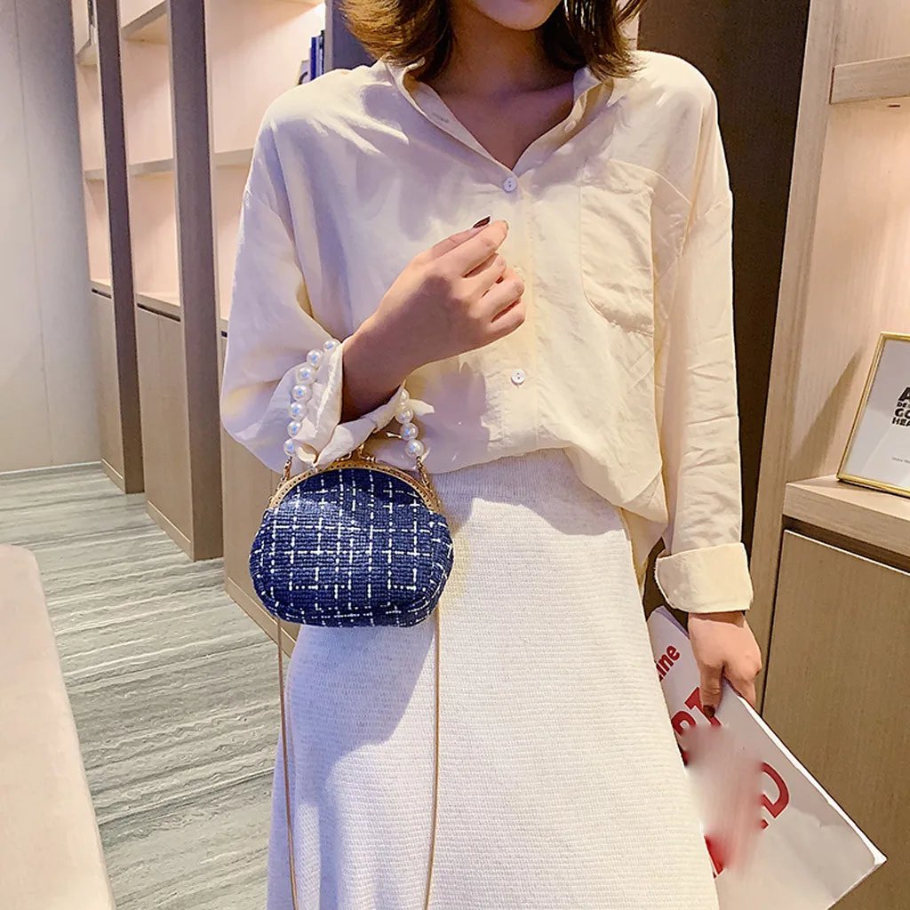 Women Bag Pearls Two Packages Messenger Bag Luxury handbag Holiday Beach Bag Purse Student bags for women Composite bag bolsos
