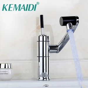 kemaidi led 3 color luxury kitchen bathroom waterfall polished chrome finished 360 swivel faucet tap mixer basin sink faucets free global shipping