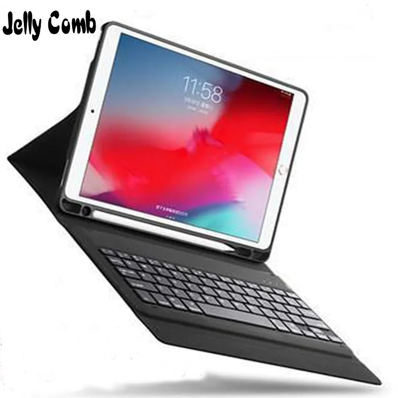 Черный Желе расческа Bluetooth Беспроводной клавиатура для Apple iPad 9,7 5th 6th поколения Флип кожаный чехол смарт-чехол на магните - Цвет: Черный