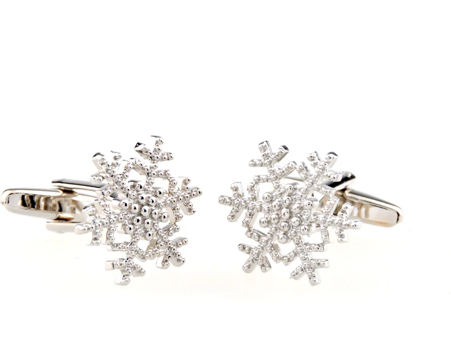 Горячая продажа Серебряный цвет Снежинка дизайн запонки материал медь