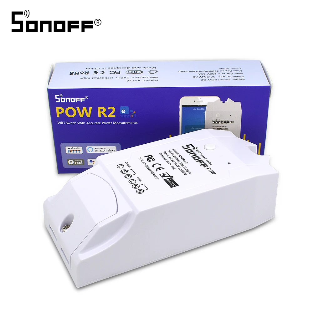 Sonoff Pow R2 15A умный Wifi переключатель монитор мощности Измерение домашней энергии Беспроводная защита от перегрузки Дистанционное Голосовое управление для дома
