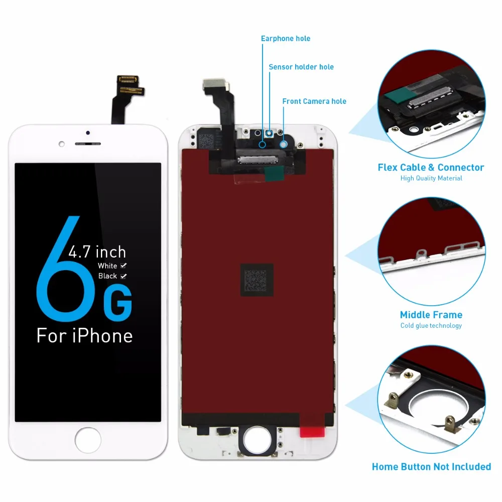 10 шт./лот DHL oem дисплей для iPhone 6 6g AAA ЖК-экран Запасные части 3D сенсорный дигитайзер сборка тест