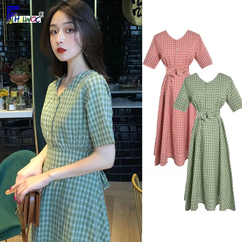 Женское летнее платье А силуэта милый галстук бабочка в японском и корейском