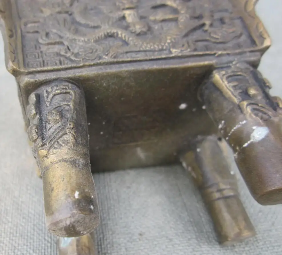 Старинный латунный штатив с украшением китайского дракона/антиквариат|tripod