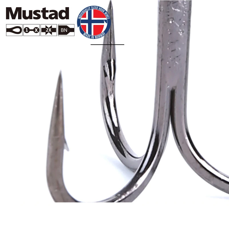 Mustad Norway происхождения рыболовный крючок наивысшего качества из высокоуглеродистой стали тройной рыболовный крючок, 4#6#8#10#, TG/TN78NP-BN